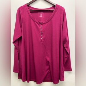 4 for $25 🌸 Love & Legend Berry Ribbed Long Sleeve Top 2x